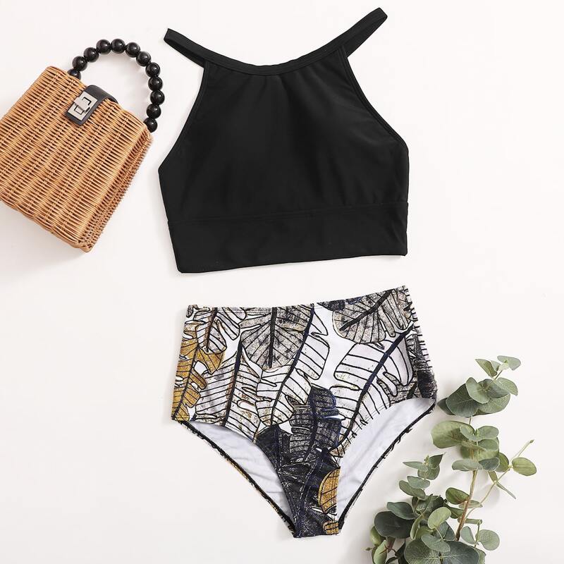 

Tropical High Waisted Bikini Swimsuit, Multicolor