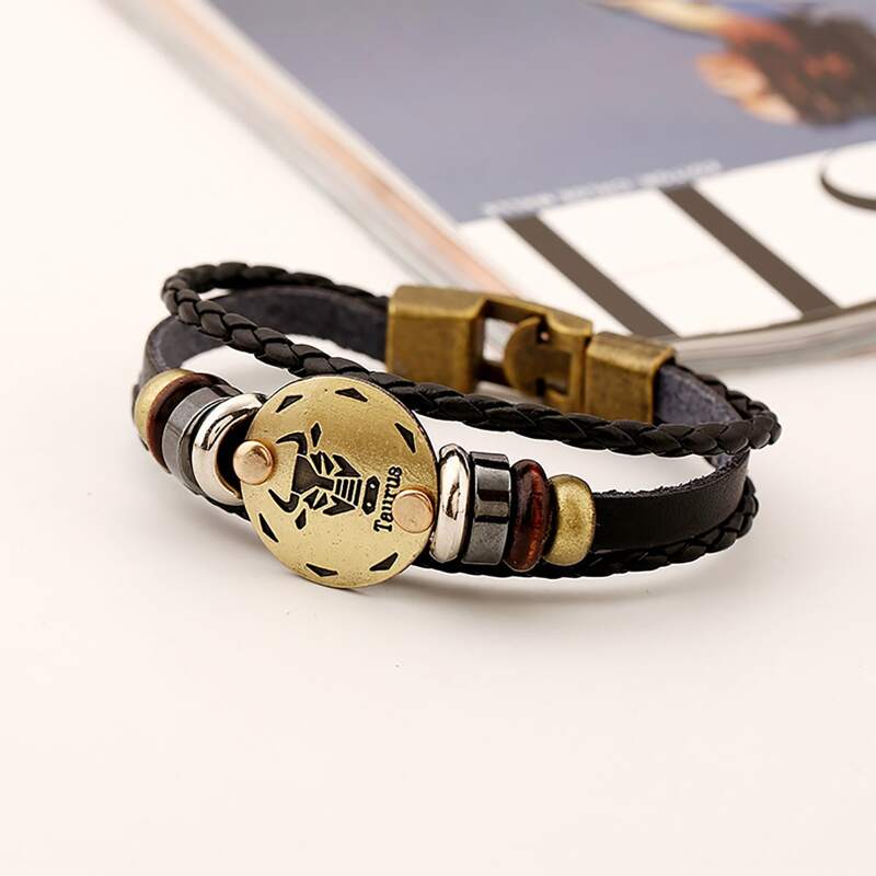 

Guys Constellation Pattern Bracelet, Black