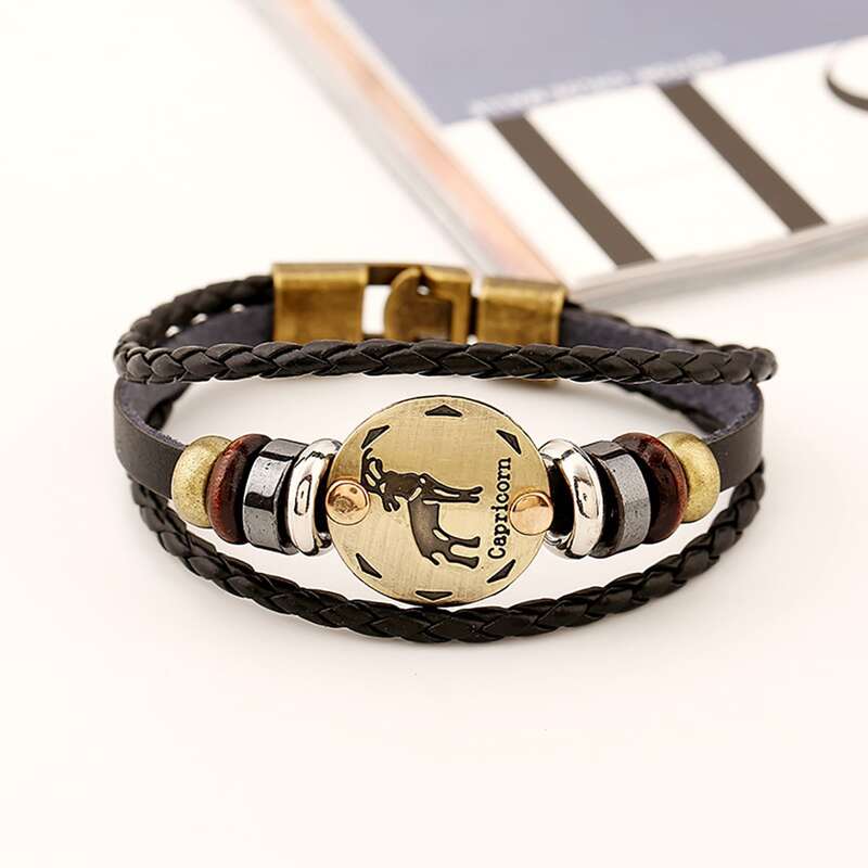 

Guys Constellation Pattern Bracelet, Black