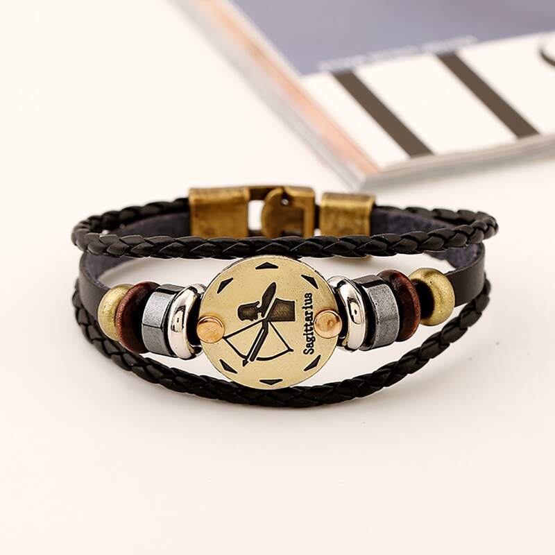 

Guys Constellation Pattern Bracelet, Black