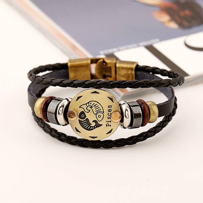 

Guys Constellation Pattern Bracelet, Black