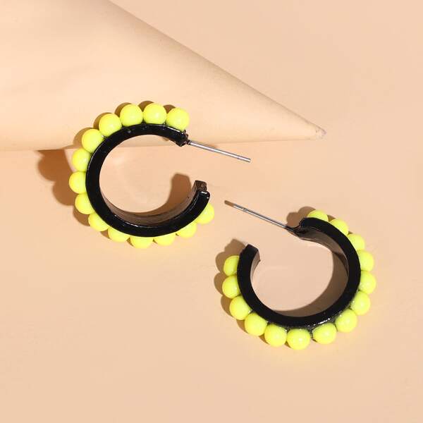 

1 пара серьги-кольца из бисера, Жёлтые