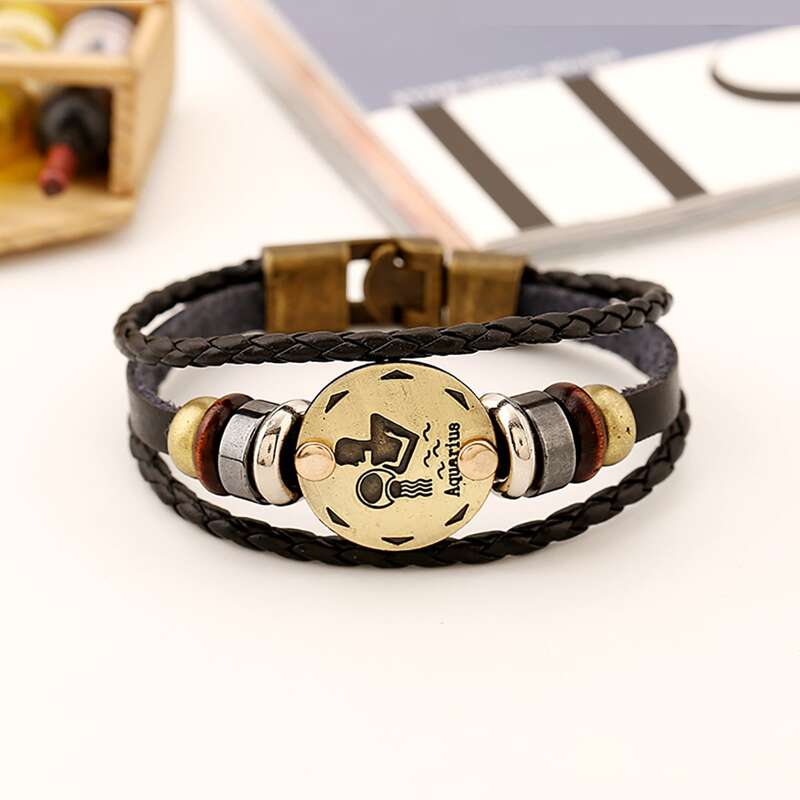 

Guys Constellation Pattern Bracelet, Black