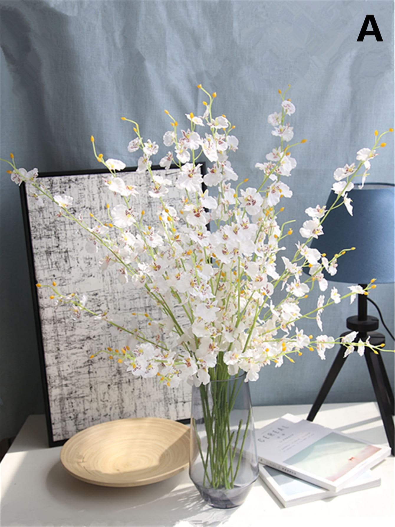 1branch Phalaenopsis nhân tạo với 5 cái đầu - Nhiều màu - Xem 1