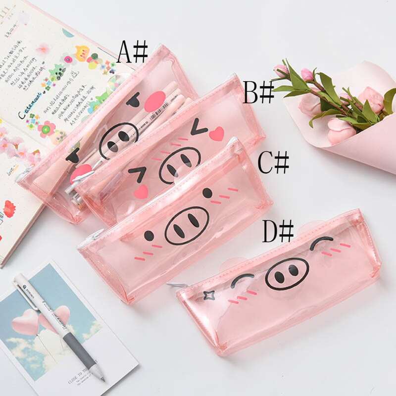 

1pc Pig Print Pencil Case, Pink