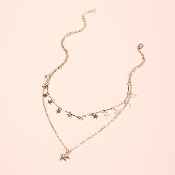 

Star Layered Necklace, Gold