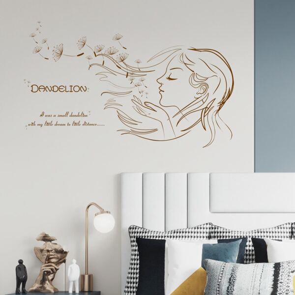 

1sheet Girl Pattern Wall Sticker, Brown