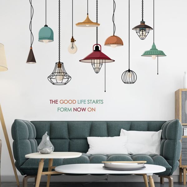 

1sheet Ceiling Lamp Pattern Wall Sticker, Multicolor