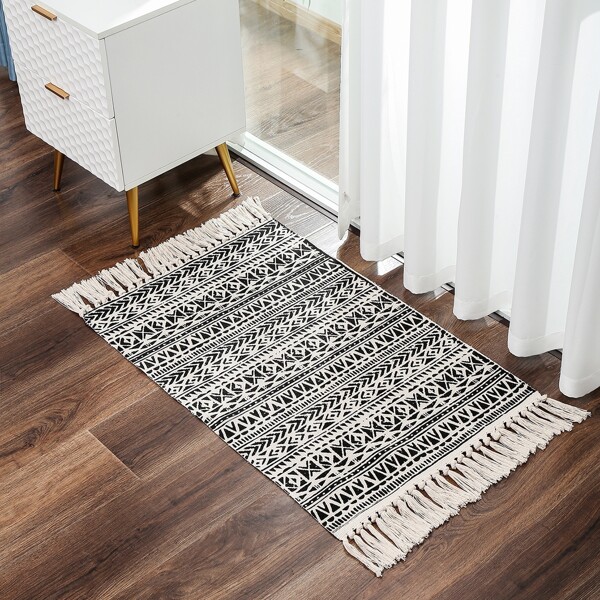 

Boho Pattern Tassel Floor Mat, Multicolor