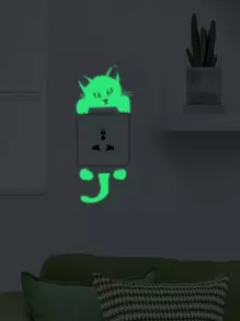 1張貓咪造型墻面貼紙 - 綠色 - 查看 1