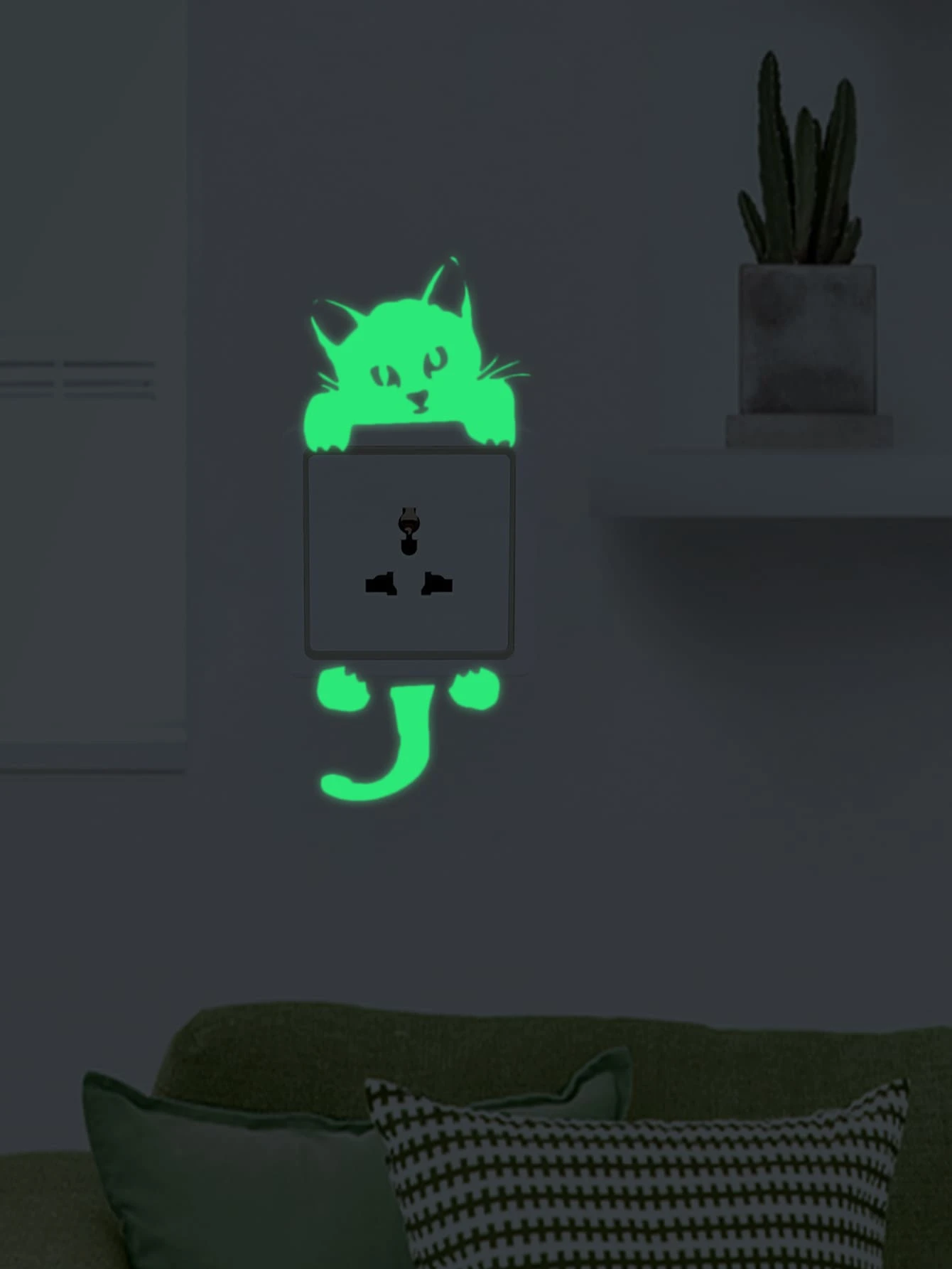 1張貓咪造型墻面貼紙 - 綠色 - 查看 1