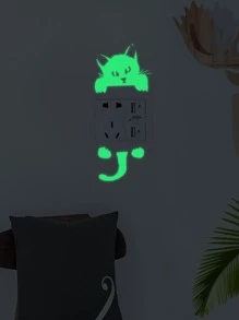 1張貓咪造型墻面貼紙 - 綠色 - 查看 3