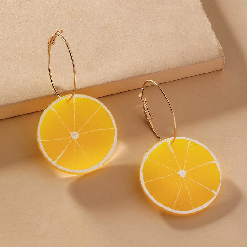 

Lemon Decor Hoop Drop Earrings, Yellow