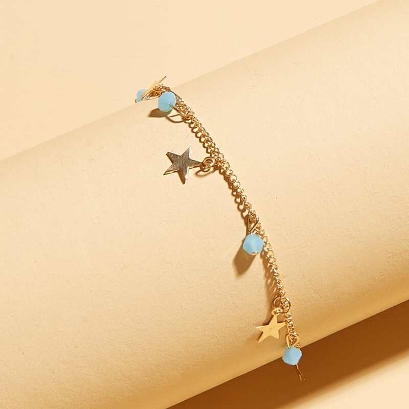 

Star Decor Charm Anklet, Gold