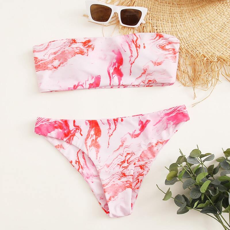 

Tie Dye Bandeau Bikini Swimsuit, Multicolor