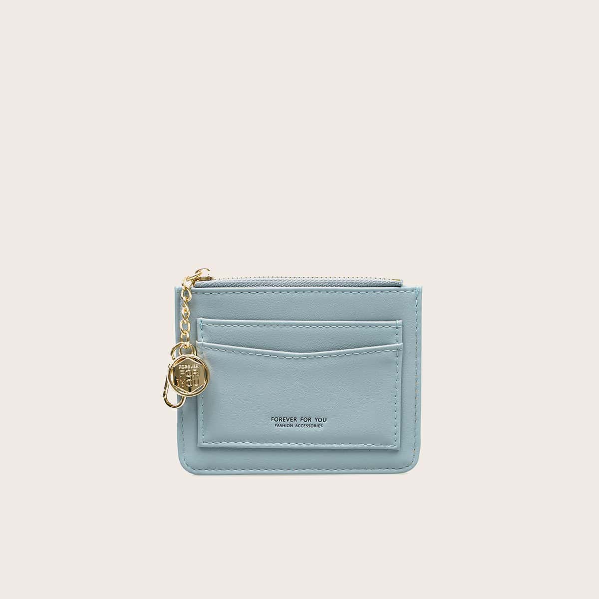 

Letter Graphic Purse With Card Holder, Blue