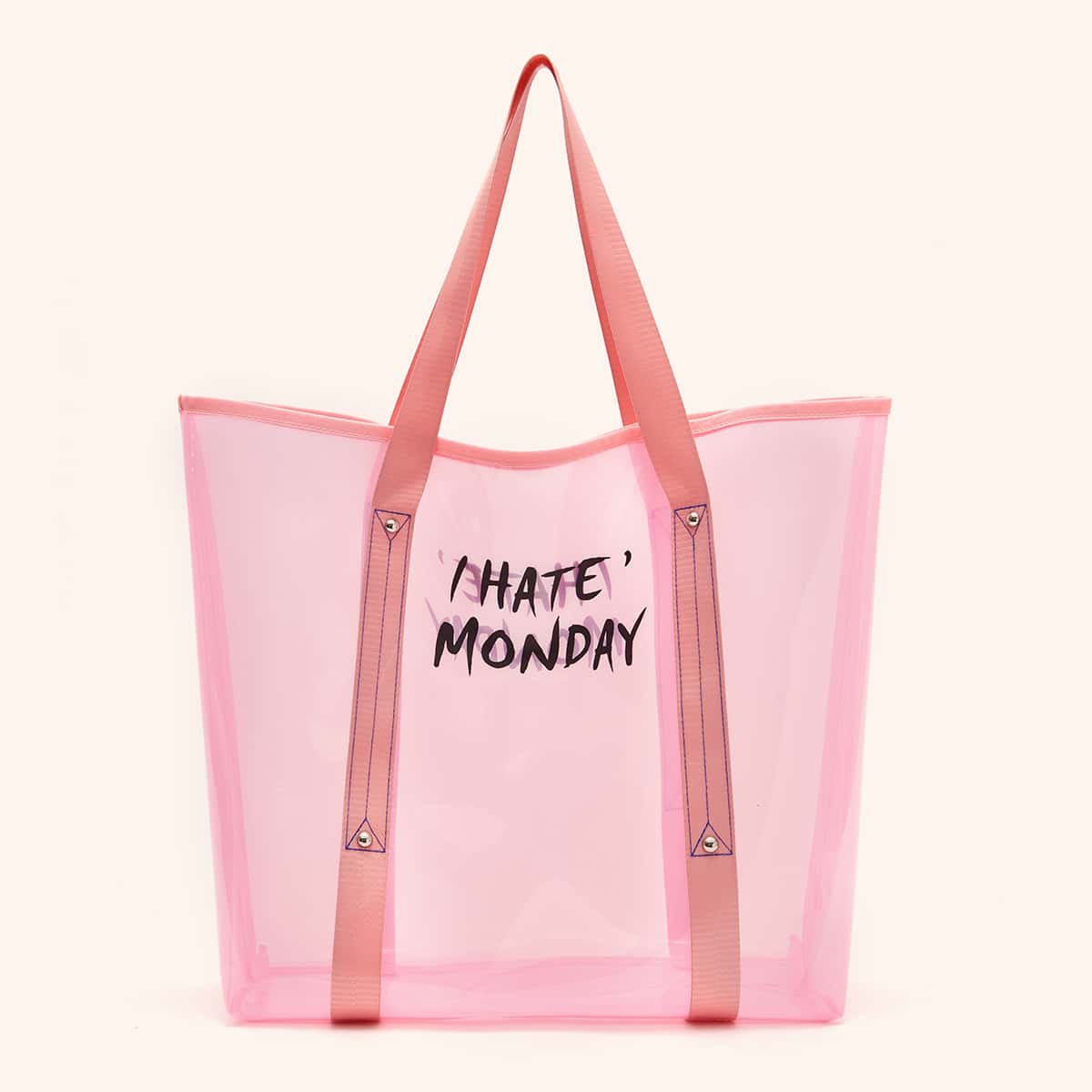 

Letter Graphic Clear Tote Bag, Pink