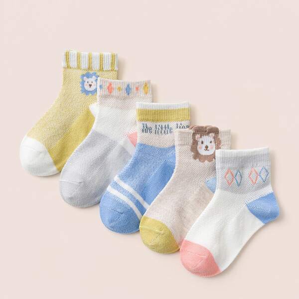 

5pairs Toddler Boys Cartoon Pattern Socks, Multicolor