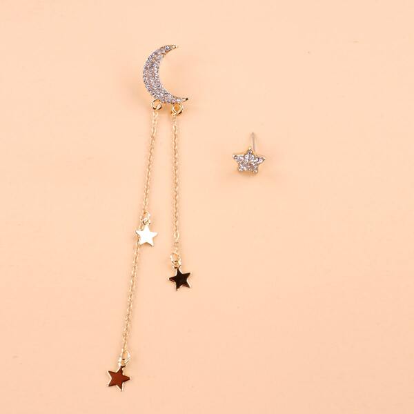 

Серьги с несовпадающими деталями Moon & Star, Золотистый