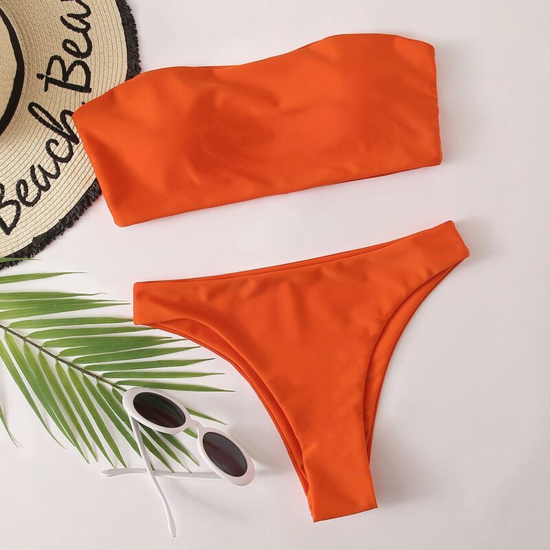 

Bandeau Tanga Bikini Swimsuit, Orange