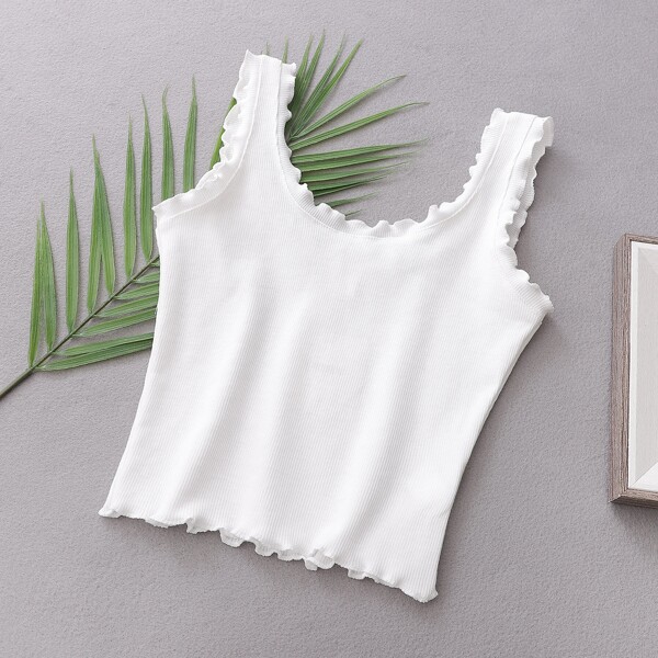 

Lettuce Trim Solid Tank Top, White