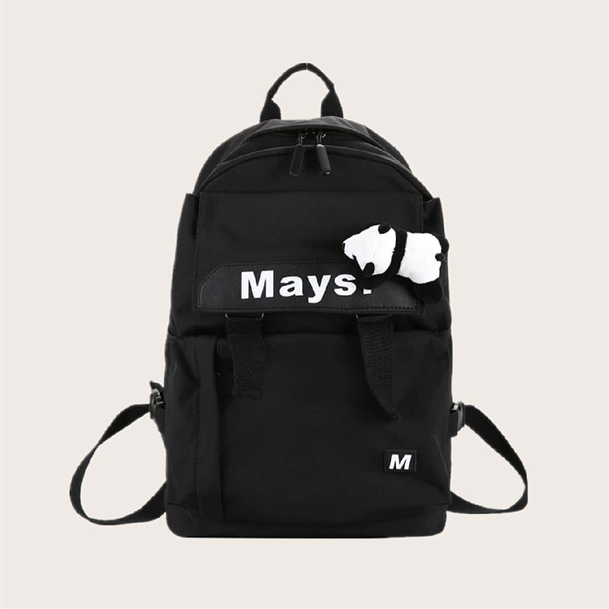 

Letter Graphic Backpack, Black