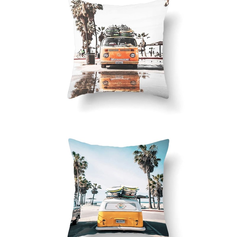 

1pc Car Print Cushion Cover Without Filler, Multicolor