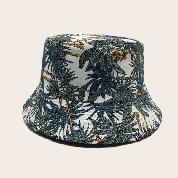 

Men Plant Pattern Bucket Hat, Multicolor