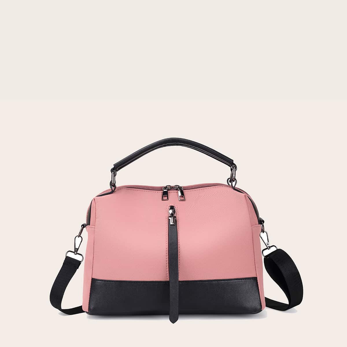 

Colorblock Satchel Bag, Pink
