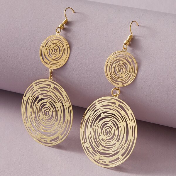 

Hollow Out Drop Earrings, Gold