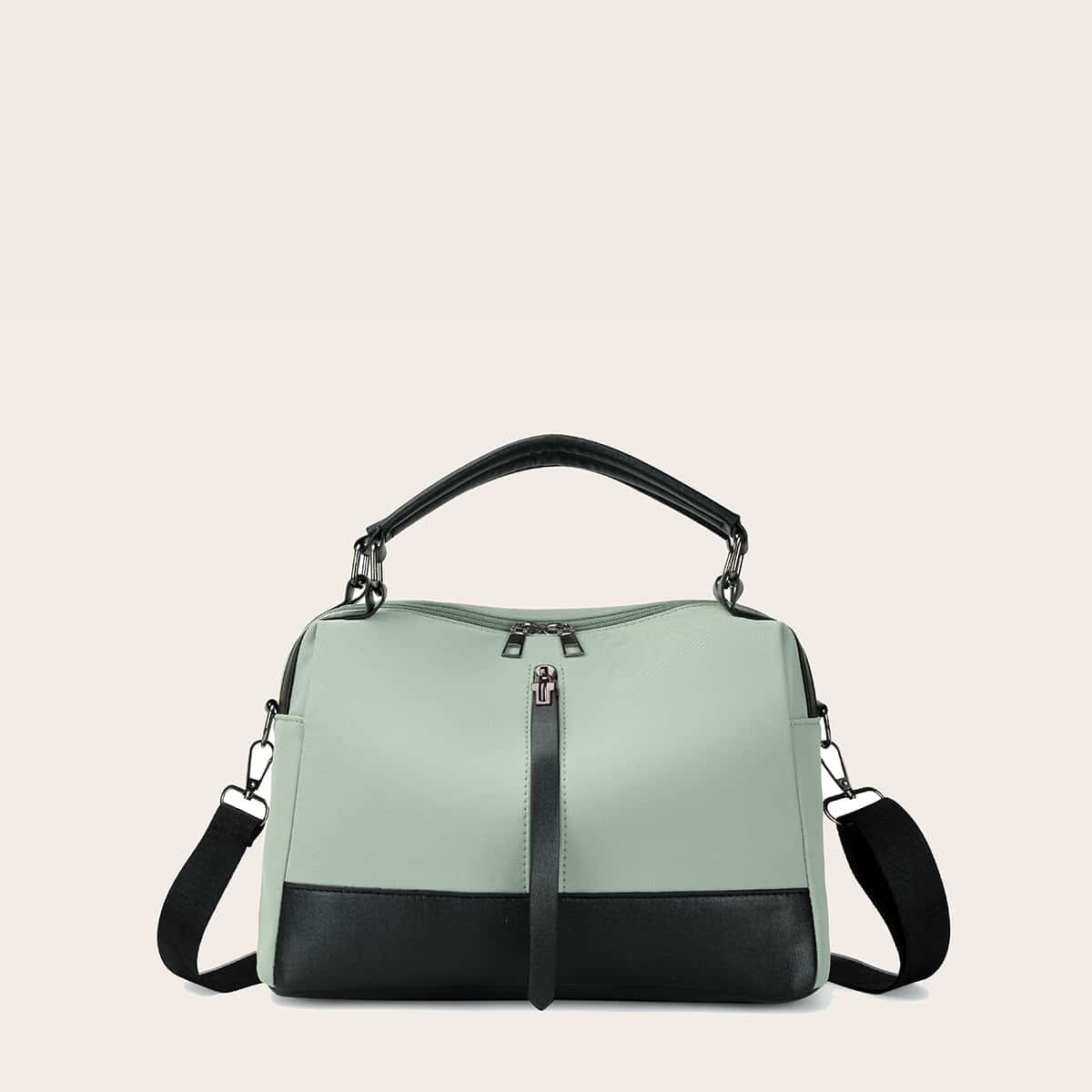 

Colorblock Satchel Bag, Green