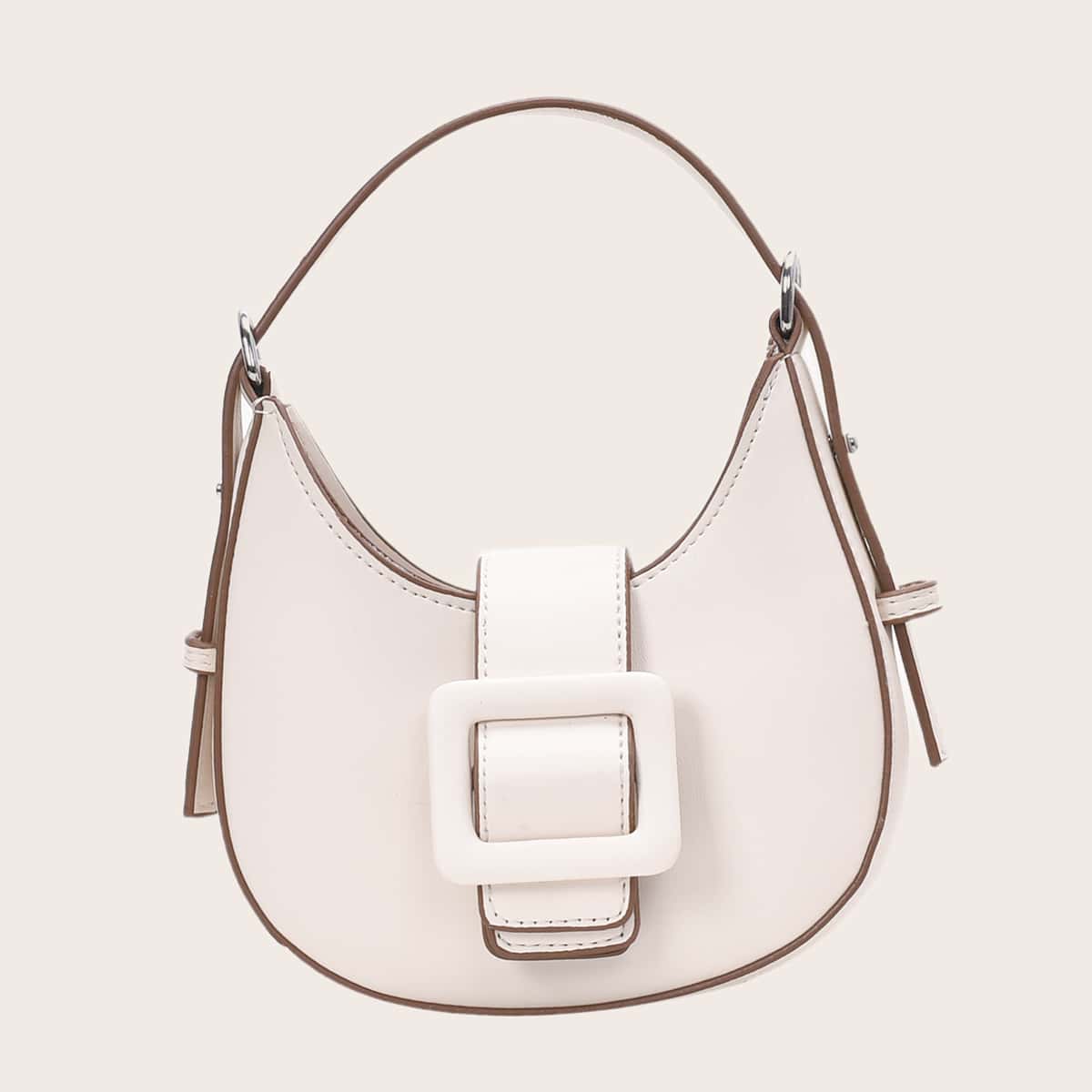 

Buckle Decor Satchel Bag, White