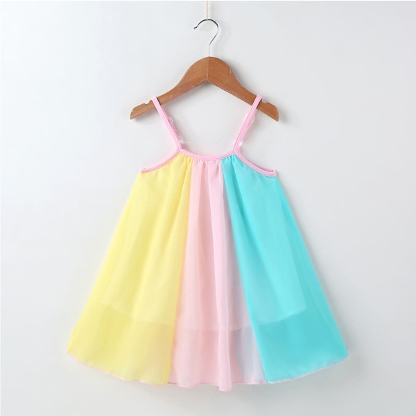 

Toddler Girls Color Block Mesh Cami Dress, Multicolor