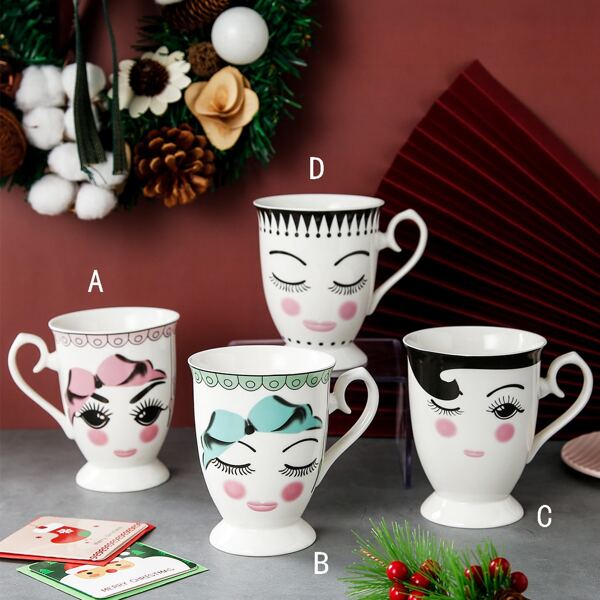 

1pc Face Pattern Cup, Multicolor
