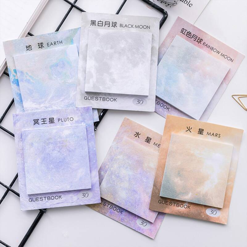 

1pc Planet Pattern Sticky Note, Multicolor