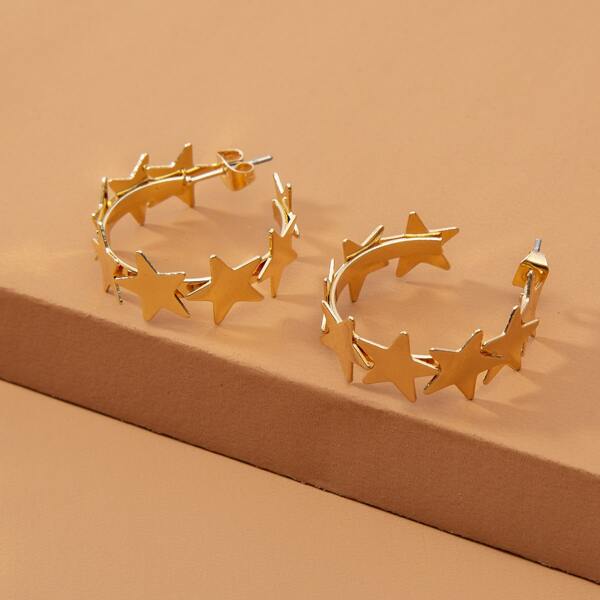 

Star Cuff Hoop Earrings, Gold