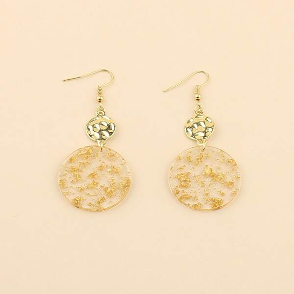 

Gold Foil Decor Drop Earrings, Multicolor