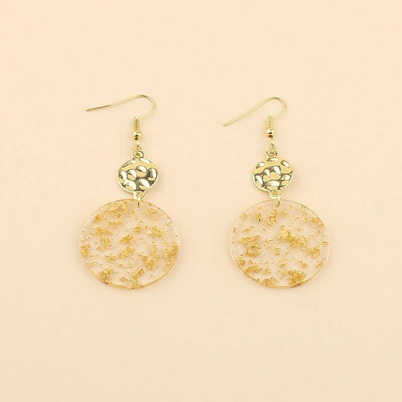 

Gold Foil Decor Drop Earrings, Multicolor