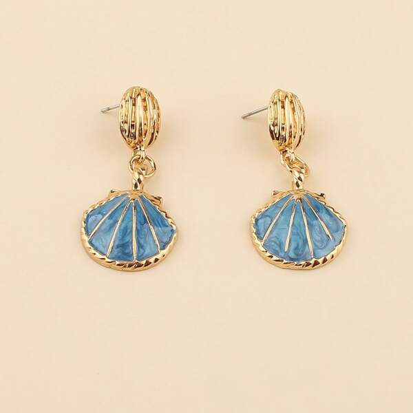 

Shell Shaped Drop Earrings, Multicolor