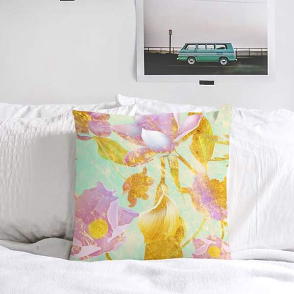 

Flower Print Cushion Cover Without Filler, Multicolor