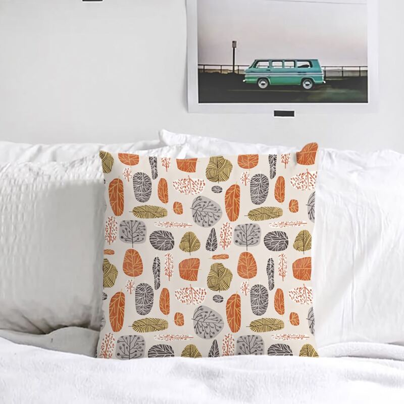 

Leaf Print Cushion Cover Without Filler, Multicolor