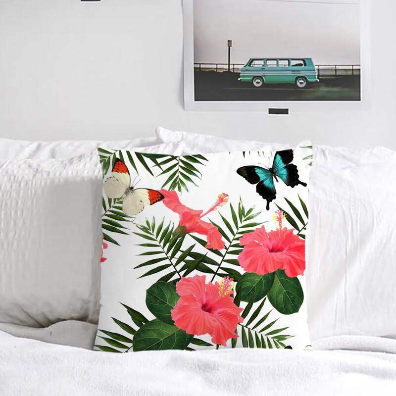 

Flower & Butterfly Print Cushion Cover Without Filler, Multicolor
