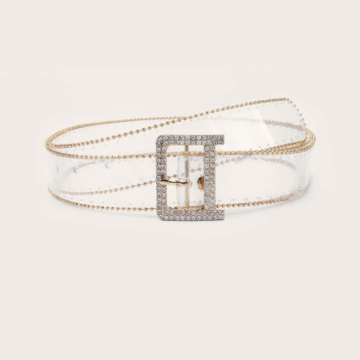 

Rhinestone Engraved Clear Belt