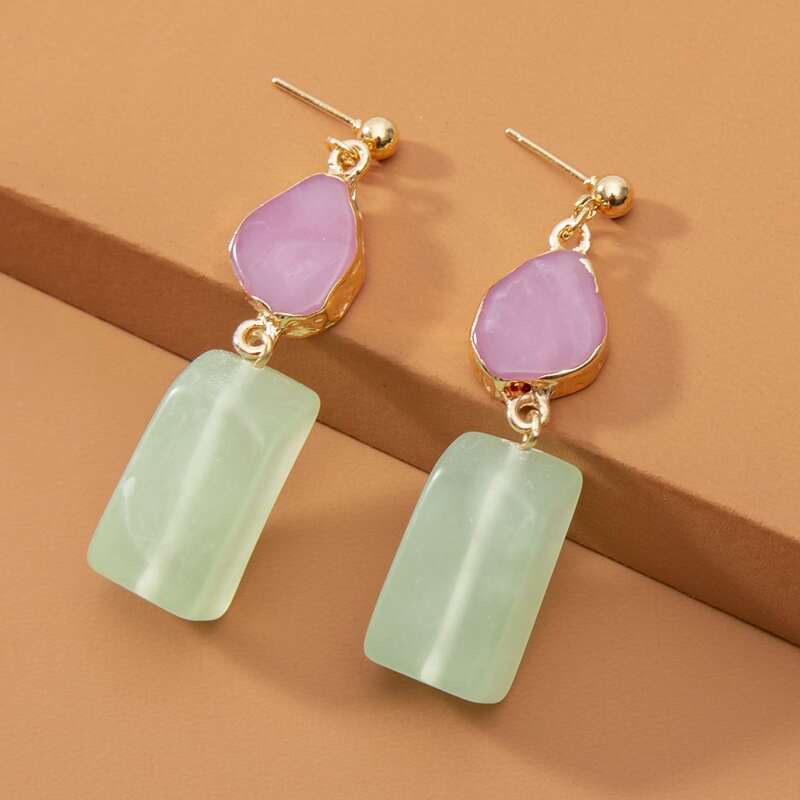 

Color Block Drop Earrings, Multicolor