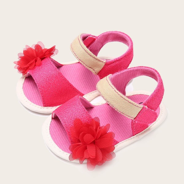 

Baby Girls Floral Appliques Velcro Strap Sandals, Red