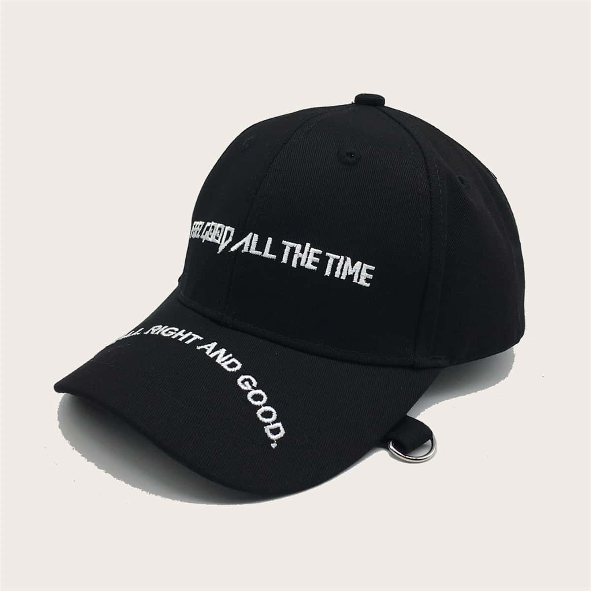 

Guys Slogan Embroidery Baseball Cap, Black