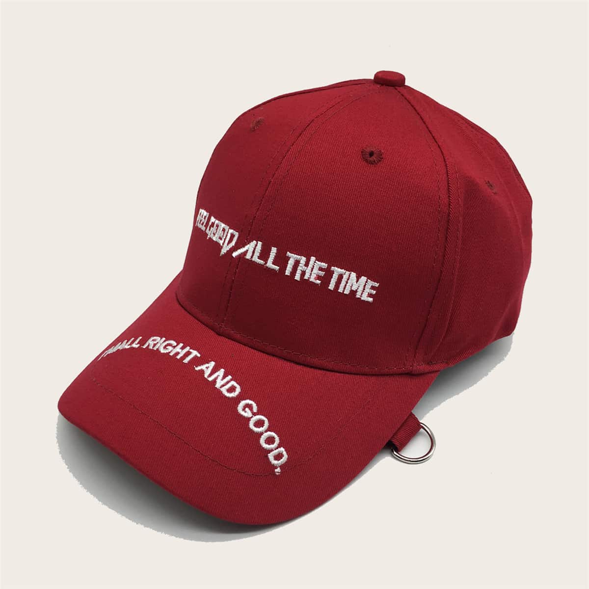 

Guys Slogan Embroidery Baseball Cap, Red