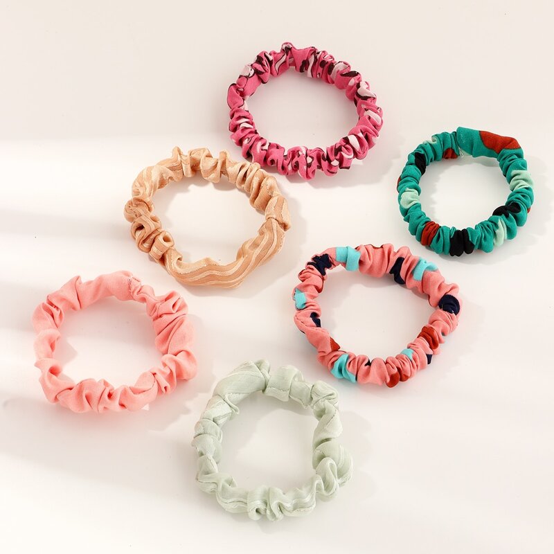 

6pcs Graphic Scrunchie, Multicolor