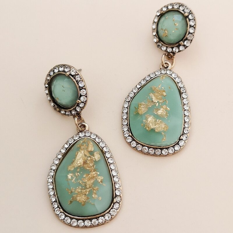 

Geometric Charm Drop Earrings, Blue