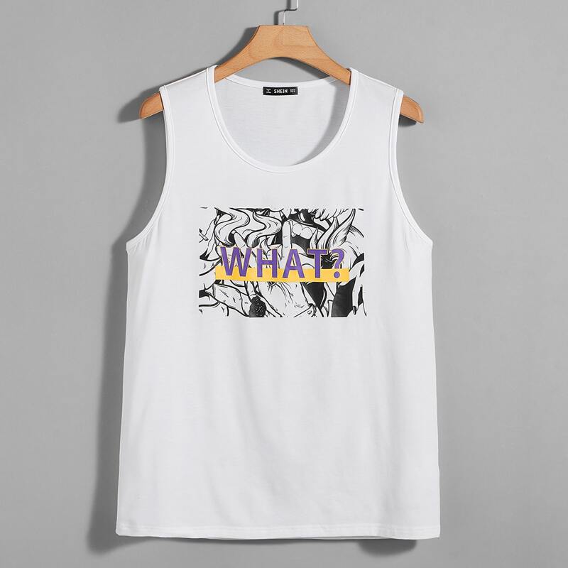 

Guys Letter & Hand Print Tank Top, White